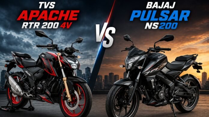 TVS Apache RTR 200 4V vs Bajaj Pulsar NS200